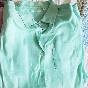 Linen Shirt - Lt Seafoam color - Long Sleeved
